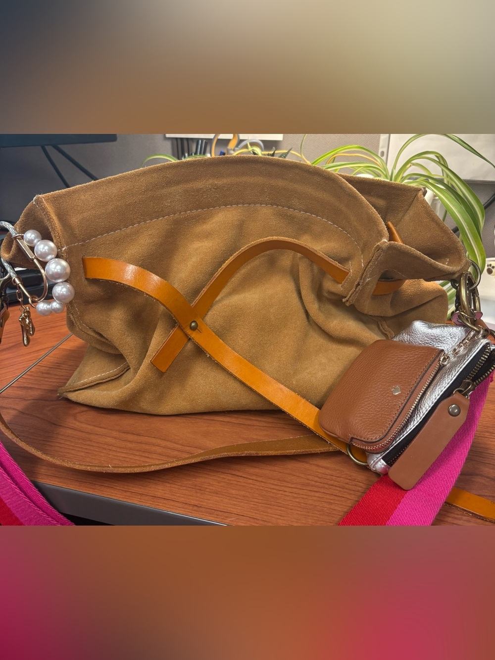 Parker Thatch Suede Belted Bag